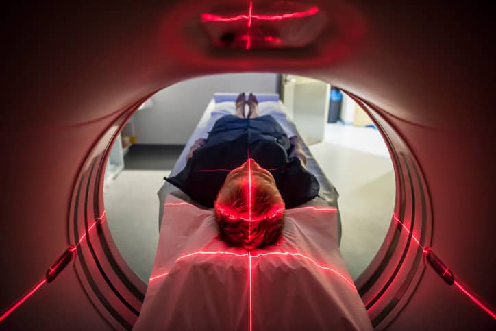 Female patient receiving MRI